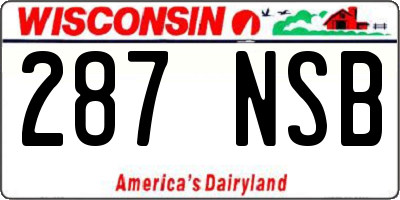 WI license plate 287NSB