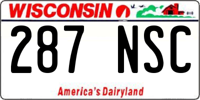 WI license plate 287NSC