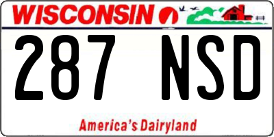 WI license plate 287NSD