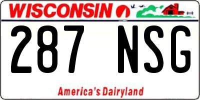 WI license plate 287NSG