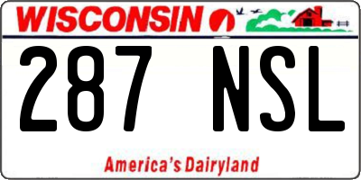 WI license plate 287NSL