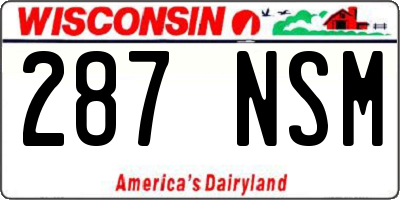 WI license plate 287NSM