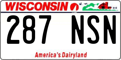 WI license plate 287NSN