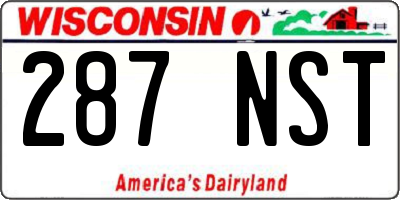 WI license plate 287NST