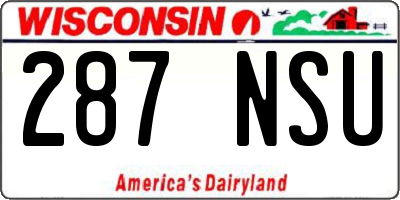 WI license plate 287NSU