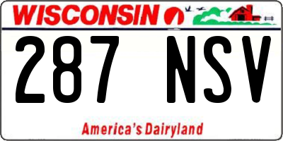 WI license plate 287NSV