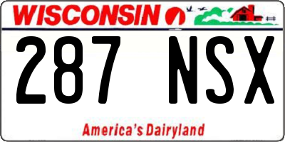 WI license plate 287NSX