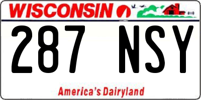 WI license plate 287NSY