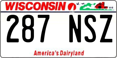WI license plate 287NSZ