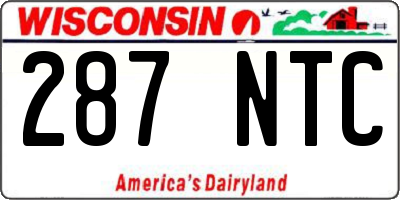WI license plate 287NTC