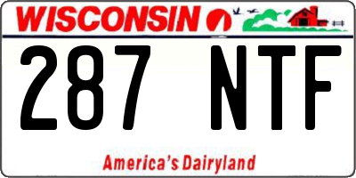 WI license plate 287NTF