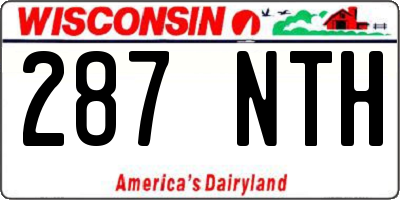 WI license plate 287NTH