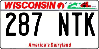 WI license plate 287NTK