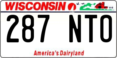 WI license plate 287NTO