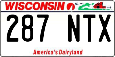 WI license plate 287NTX