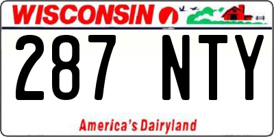 WI license plate 287NTY