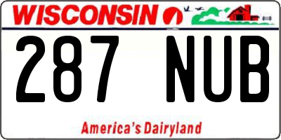 WI license plate 287NUB