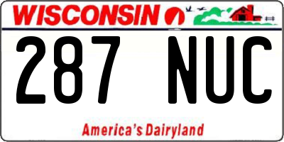 WI license plate 287NUC