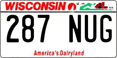 WI license plate 287NUG