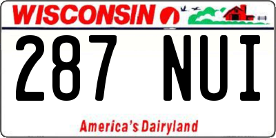 WI license plate 287NUI