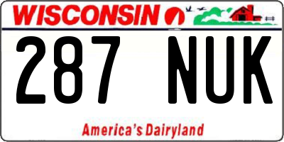 WI license plate 287NUK