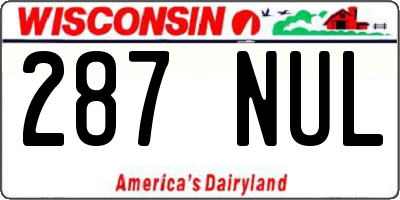 WI license plate 287NUL