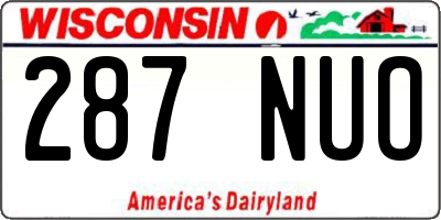WI license plate 287NUO