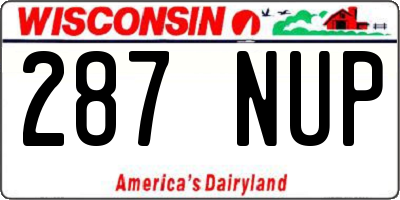 WI license plate 287NUP