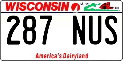 WI license plate 287NUS