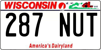 WI license plate 287NUT