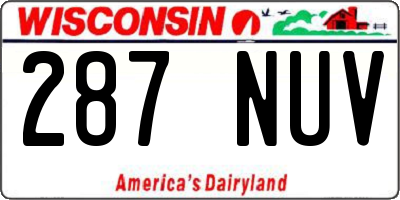 WI license plate 287NUV