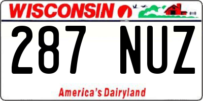 WI license plate 287NUZ
