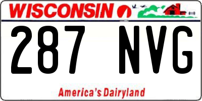 WI license plate 287NVG