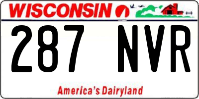 WI license plate 287NVR