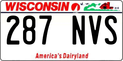 WI license plate 287NVS