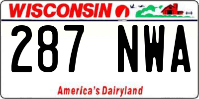 WI license plate 287NWA