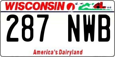 WI license plate 287NWB