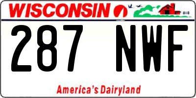 WI license plate 287NWF