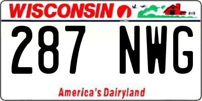 WI license plate 287NWG