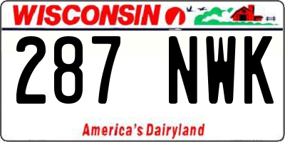 WI license plate 287NWK