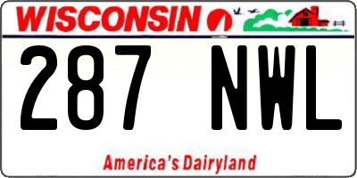 WI license plate 287NWL