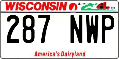WI license plate 287NWP