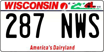 WI license plate 287NWS
