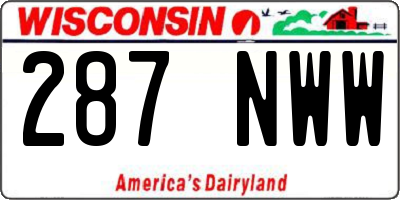 WI license plate 287NWW