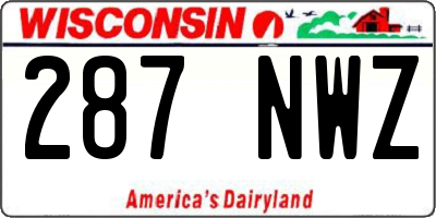 WI license plate 287NWZ
