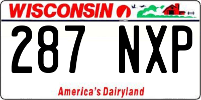 WI license plate 287NXP