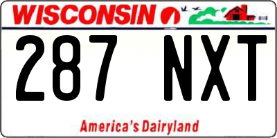 WI license plate 287NXT