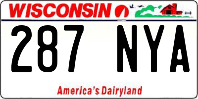 WI license plate 287NYA