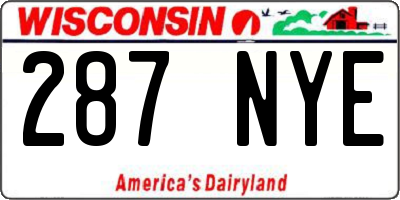 WI license plate 287NYE
