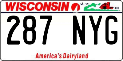 WI license plate 287NYG